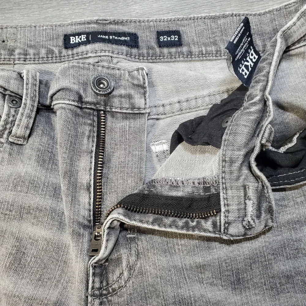 BKE Jake Straight Jeans Mens 32x32 Gray Denim Stretch Casual Essential